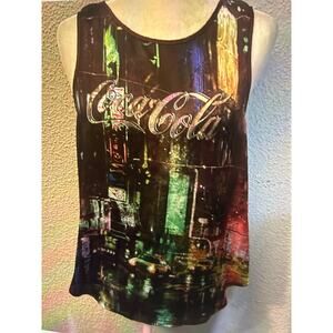 Coke Jeans Cityscape Cut Out Tank Top Black/Purple M Coca Cola ATL Collectible